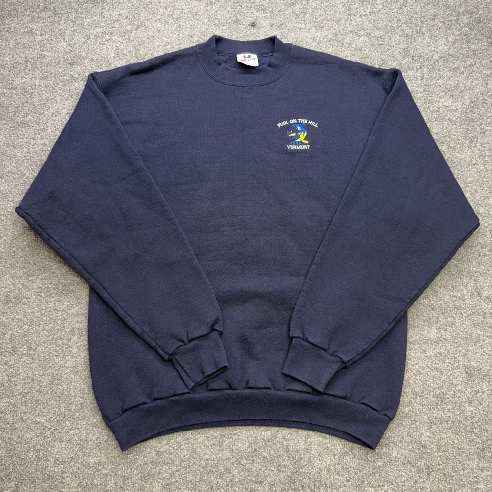 Vintage Tee Jays Navy Blue Sweatshirt Mens XL Pool on the Hill Vermont USA